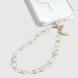 Alternative view of Crystal Pearl Gold Phone Charm