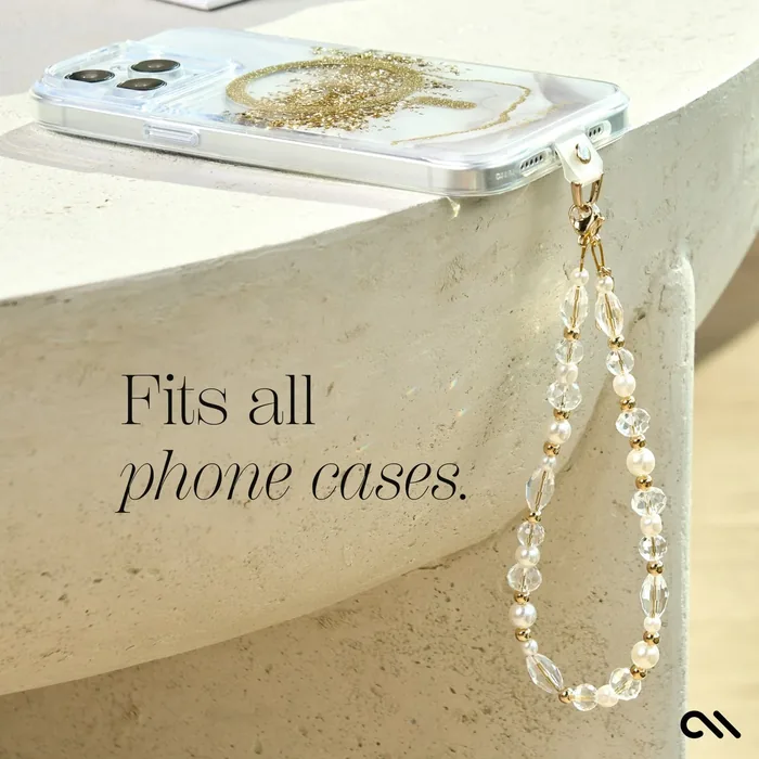 Crystal Pearl Gold Phone Charm - Image 3