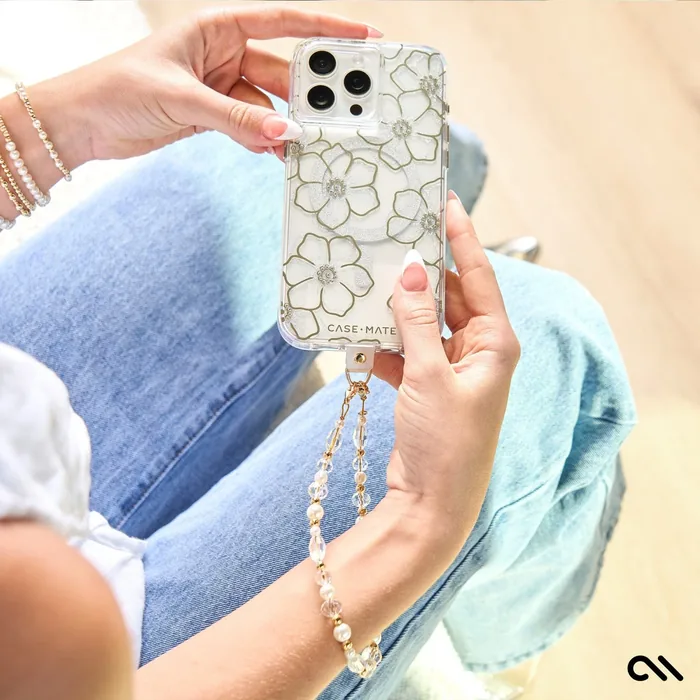 Crystal Pearl Gold Phone Charm - Image 4