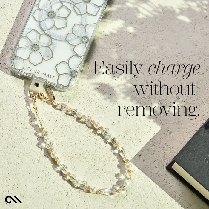 Crystal Pearl Gold Phone Charm - Image 5