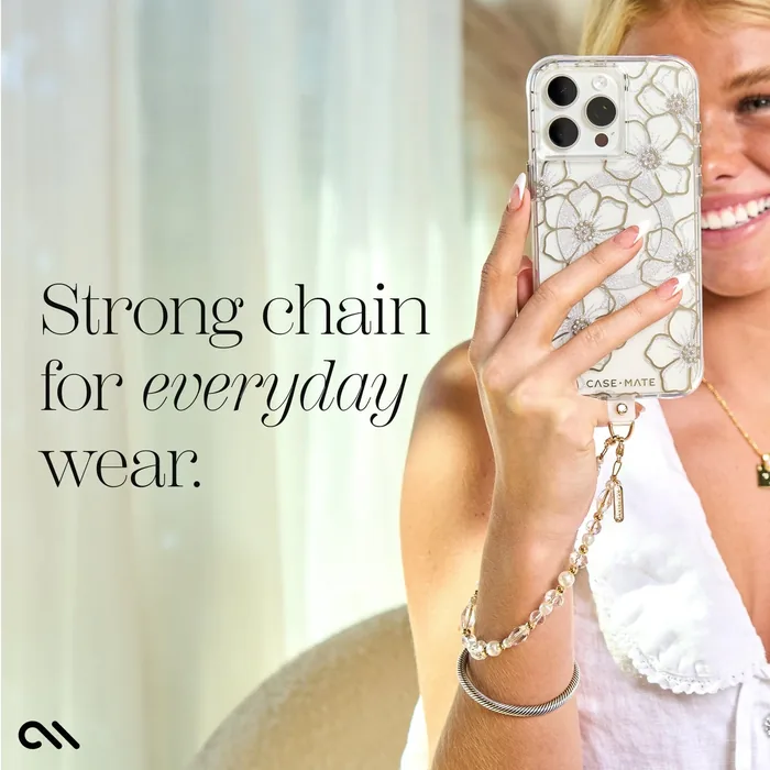 Crystal Pearl Gold Phone Charm - Image 6
