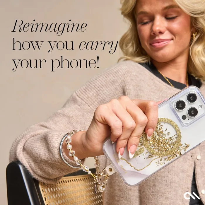 Crystal Pearl Gold Phone Charm - Image 7