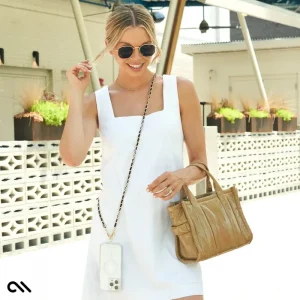 Alternative view of Gold Chain/Black Leather Phone Crossbody