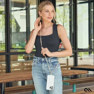 Alternative view of Gold Chain/Tan Leather Phone Crossbody