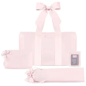 Set of pink bags for mahjong with ribbons on a white background #color_ballet pink bow