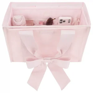 A picture of the tote organizer inside the ballet pink jelly tote bag #color_ballet pink