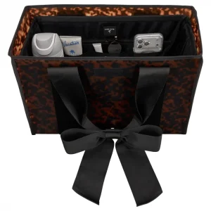 Front view of the tote bag organizer inside a tote bag #color_midnight black