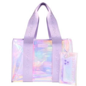 Holographic tote bag and pouch with 'Case-Mate' branding on a white background - Jelly Tote Iridescent #color_iridescent