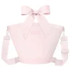 Pink bag with a large bow on a white background #color_ballet pink bow