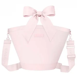Pink bag with a large bow on a white background #color_ballet pink bow