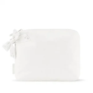 White pouch with a drawstring on a white background #color_ivory pearl bow