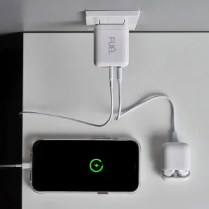 Alternative view of FUEL 32W Dual USB C/A Wall Charger - White