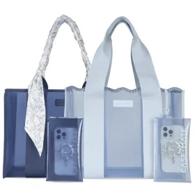 The Tote Duo - Something Navy Twilly Jelly Tote + Carolina Blue Crochet Jelly Tote