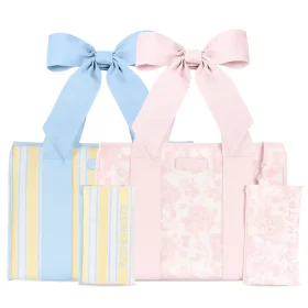 The Tote Duo- Ballet Pink Afternoon Rosé Bow & Cabana Stripe Bow