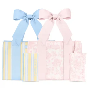 The Tote Duo- Ballet Pink Afternoon Rosé Bow & Cabana Stripe Bow