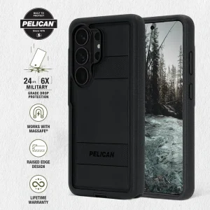 Built to Protect Pelican, 24 foot 6x military grade drop protection, works with magsafe, raised edge design, lifetime warranty