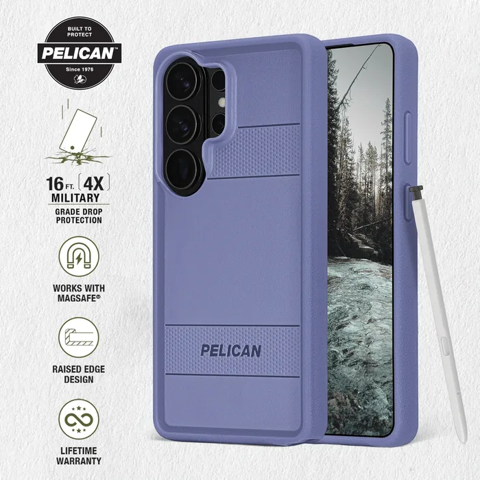 Built to Protect Pelican, 16 foot 4x military grade drop protection, works with magsafe, raised edge design, lifetime warranty