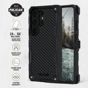 Built to Protect Pelican, 24 foot 6x military grade drop protection, works with magsafe, raised edge design, lifetime warranty