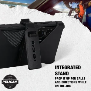 Integrated stand, prop it up for calls and directions while on the job