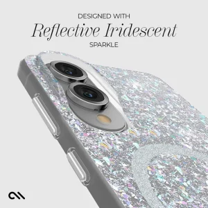 Galaxy S25 Edge case with iridescent glitter sparkle finish and dual camera cutout.
