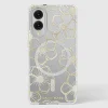 Clear Galaxy S25 Edge case with gold and silver outlined floral designs and glitter accents.