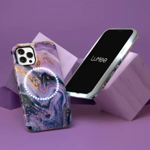 Alternative view of Halo Gold Glitter Purple Marble - iPhone 12 Pro Max